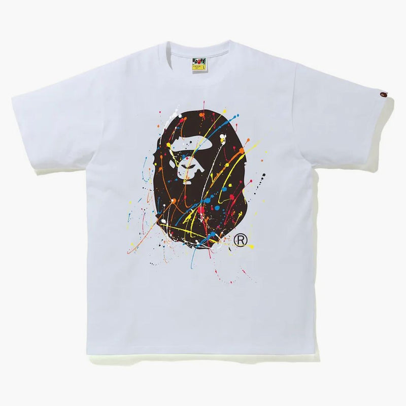 BAPE PERCHITÀ SPLATTER APE TEE TEE BIANCO