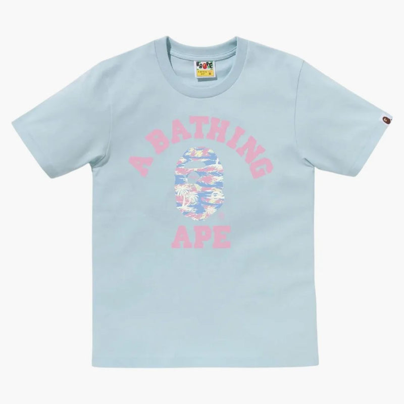 Bape Palm Tree Camo College Tee Blue