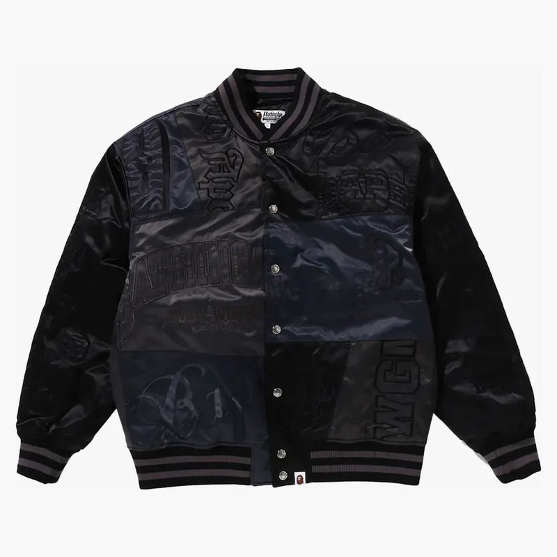 Bape Patchwork Varsity Jacket Black