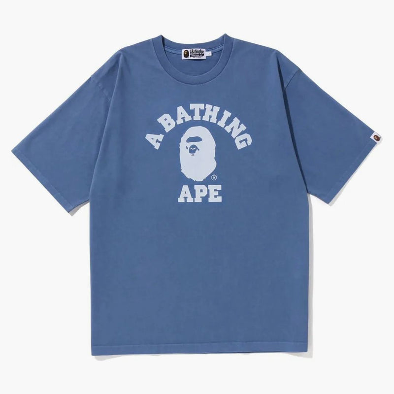 Bape Pigment Dyed College Relaxed Fit Tee Navy