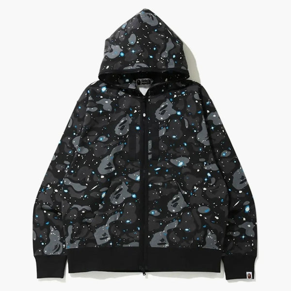 Bape Relaxed Space Camo Full Zip Hoodie Black