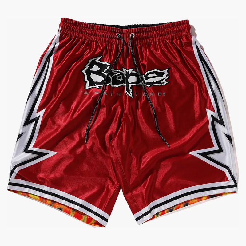 Bape reversible basketball shorts red