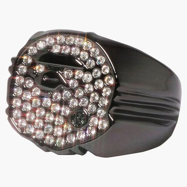 Bape Rhinestone Ape Head Ring Black
