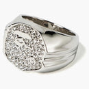 Bape Rhinestone Ape Head Ring Silver