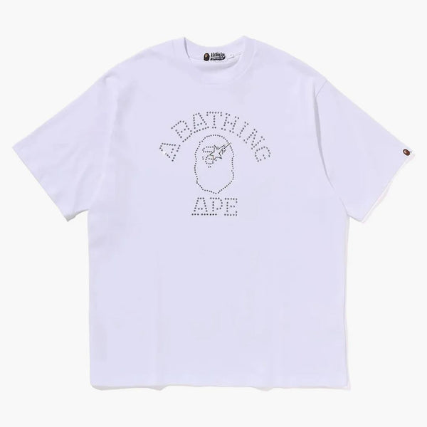 BAPE ROUHRINESTONE COLLEGE ROZPOJENÁ FIT TEE WHITE