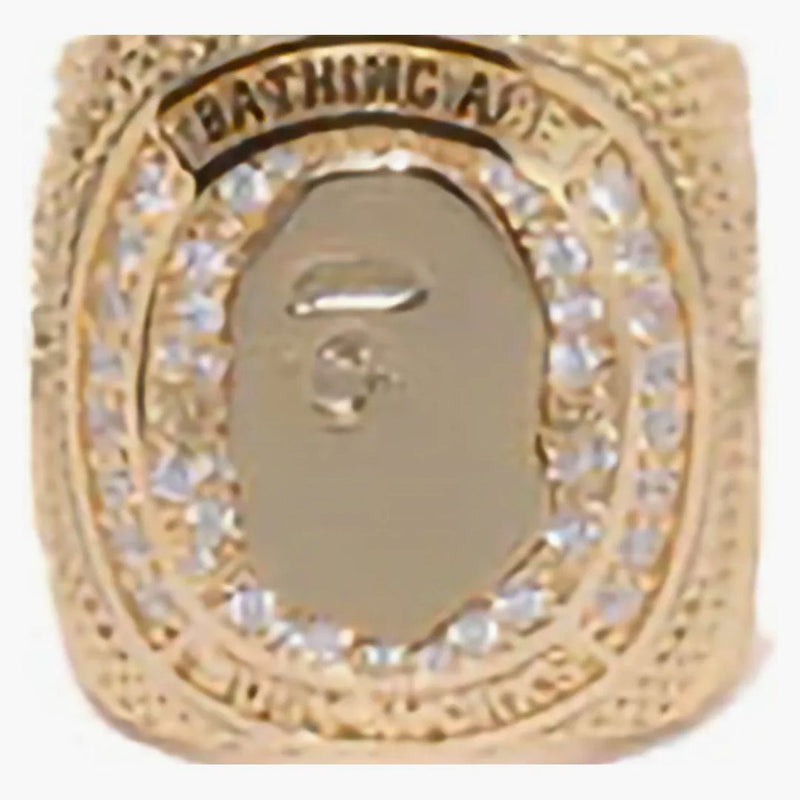 Bape Rhinestone College Ring Gold