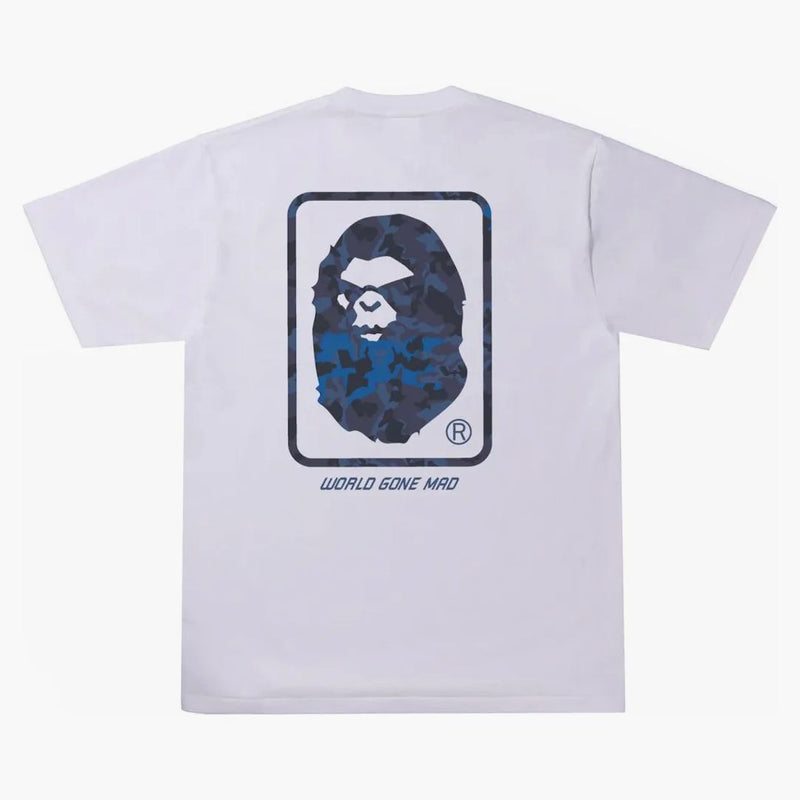 BAPE SAND CAMO Mad Face Tee White/Navy