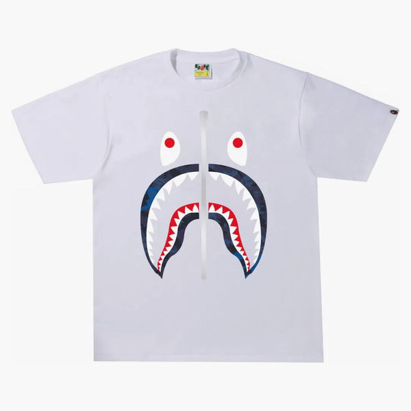 Bape Sand Camo Shark Tee White/Navy