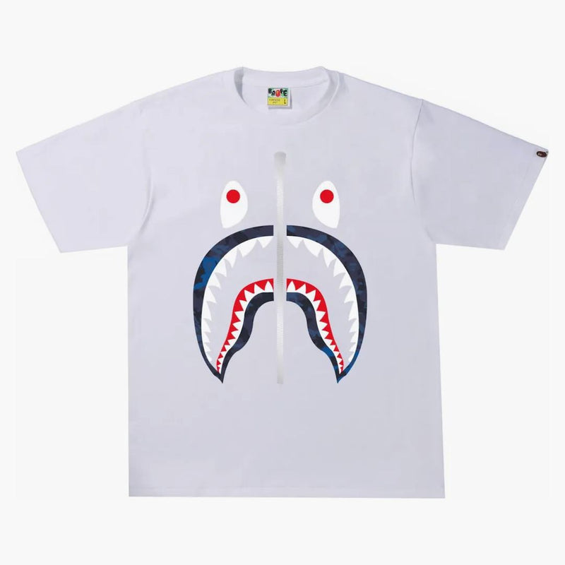 Bape Sand Camo Shark Tee White/Navy