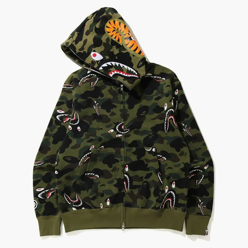 Bape Shark 1st Camo Shark Relaxed Full Zip Hoodie Green