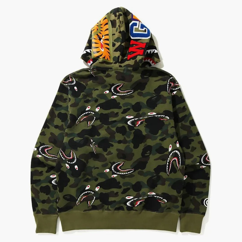 Bape Shark 1st Camo Shark Relaxed Full Zip Hoodie Green