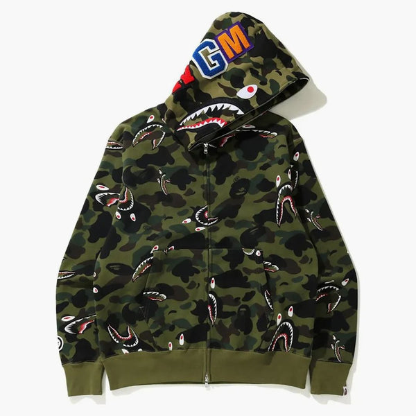 Bape Shark 1st Camo Shark Relaxed Full Zip Hoodie Green
