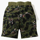 Bape Shark 1st Camo Wide Sweatshort Green