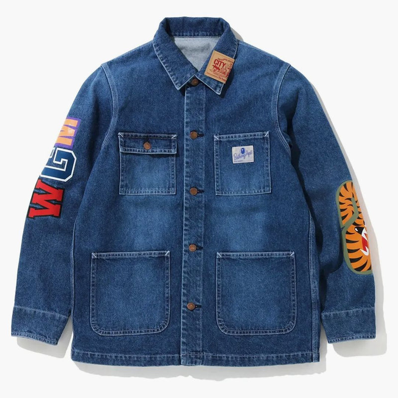 Bape Shark Denim Coverall Jacket Indigo