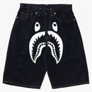 Shorts di denim di squalo bape indaco
