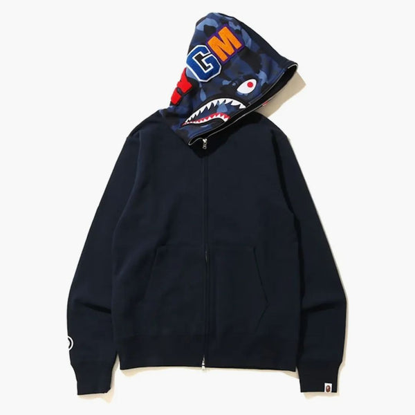 Bape Shark Full Zip Hoodie Navy