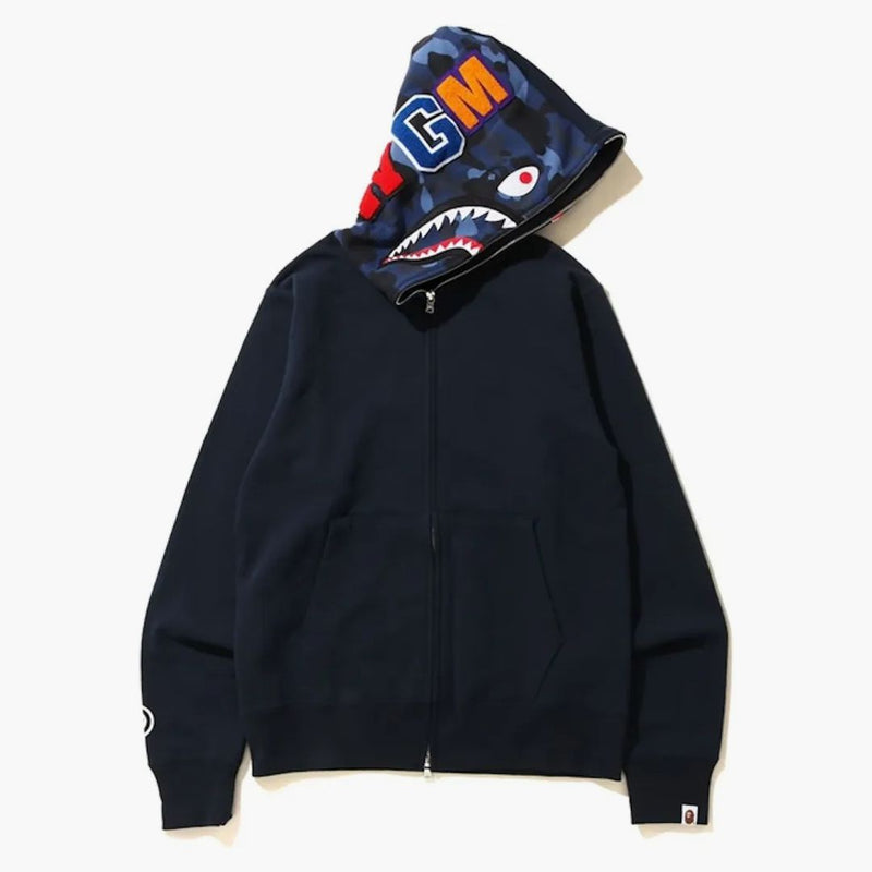 Bape Shark Full Zip Hoodie Navy