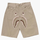 Bape Shark Garment Dye Relaxed Fit Denim Shorts Beige