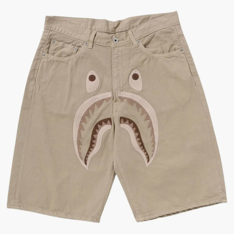 Shorts di denim rilassato per tintura per cuoio bape