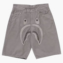 Bape Shark Garment Dye Relaxed Fit Denim Shorts Gray