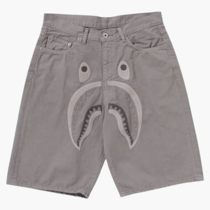 Shorts di denim rilassato per tintura per cuoio bape