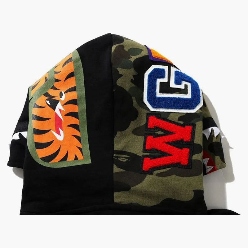 Bapery Shark Half Zip Pulllover Hoodie Black