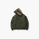 Bape Shark Hoodie Down Jacket Olive