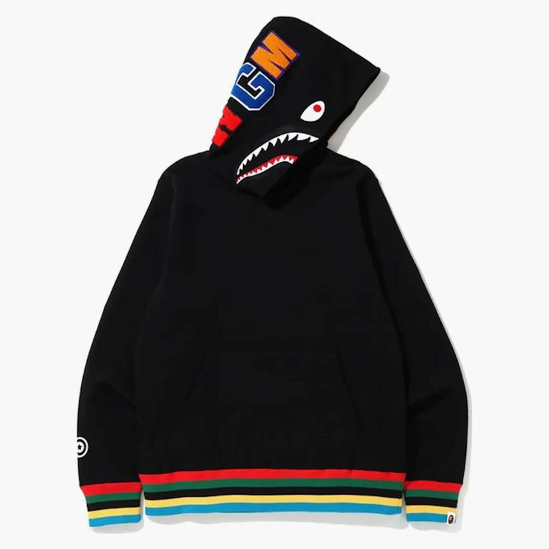 Bape Shark Line Rib Pullover Hoodie Black
