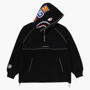 Bape Shark Logo Half Zip Relaxed Fit Pullover Hoodie Black