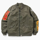 Bape Shark Loose Fit Ma-1 Jacket Olivedrab