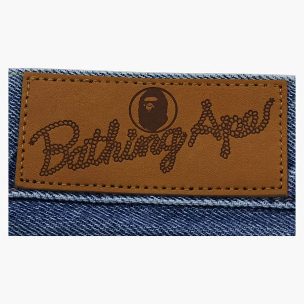 Bape Shark a spălat pantaloni din denim în formă largă Indigo