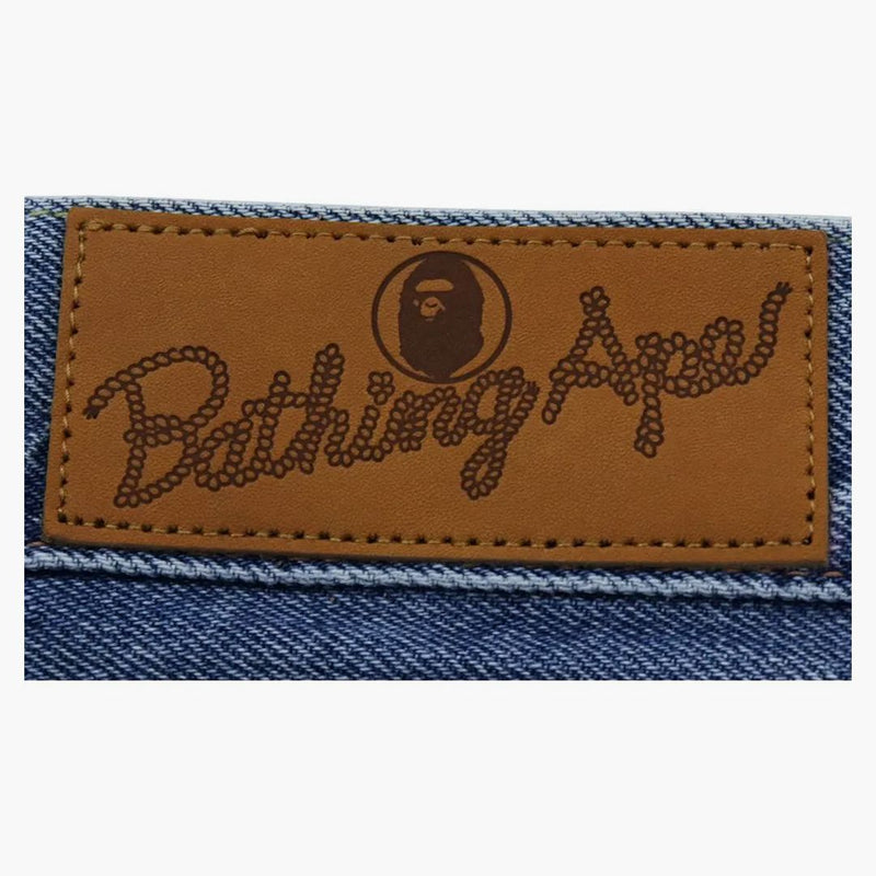 Bape Shark Washed Wide Fit Denim Pants Indigo