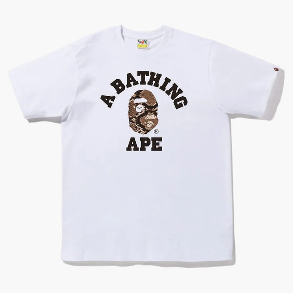 Bape Snake College Tee White Beige