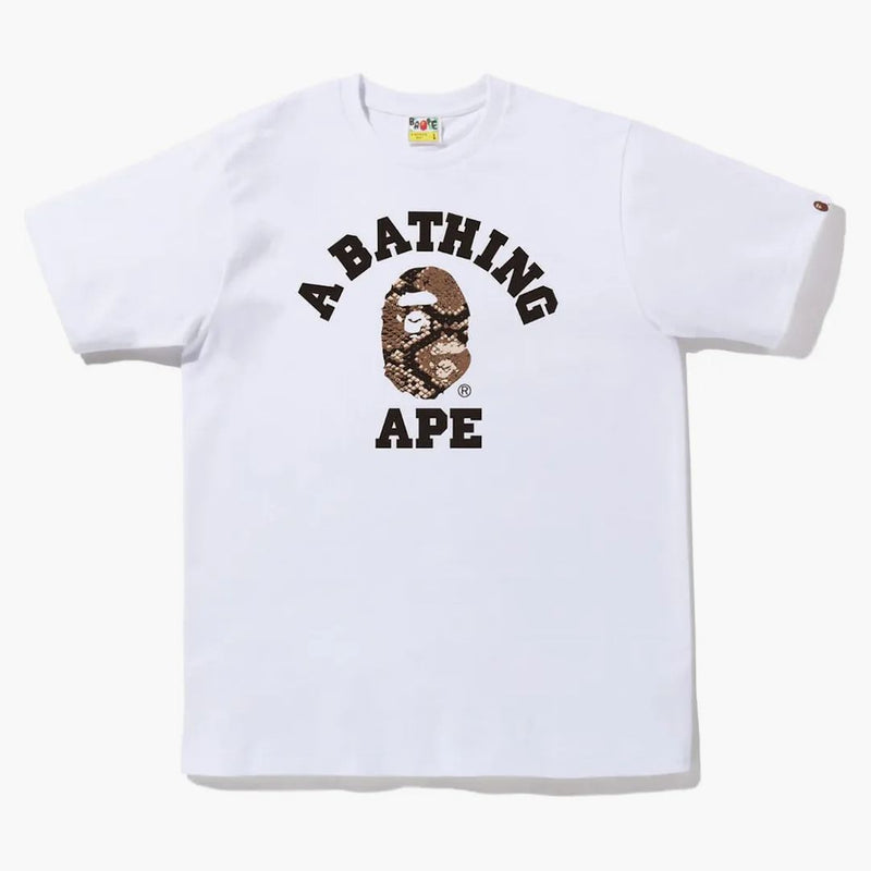 Bape Snake College Tee White Beige
