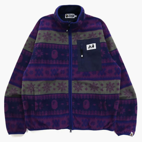 Bape Snow Pattern Relaxed Fit Zip Fleece Purple