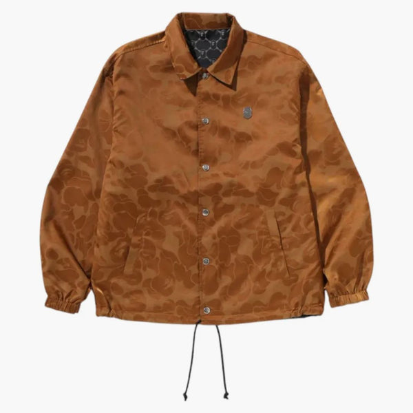 Bape Solid Camo Jacquard Nylon Reversible Coach Jacket Beige