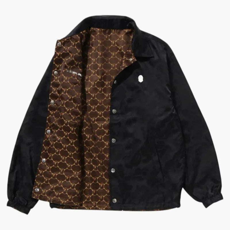 BAPE SOLID CAMO Jacquard Nylon Reverzible Coach Bunda Black