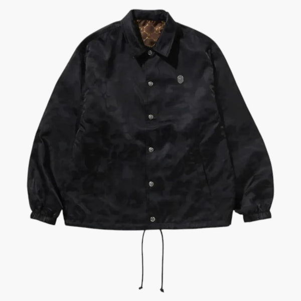 BAPE SOLID CAMO JACQUARD NYLON REVERSIBLE COOCH JACKA Black