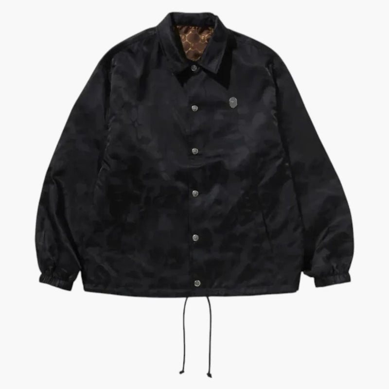 BAPE SOLID CAMO Jacquard Nylon Reverzible Coach Bunda Black