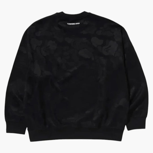 Bape Solid Camo Jacquard One Point Relax Fit Crewneck mikina černá
