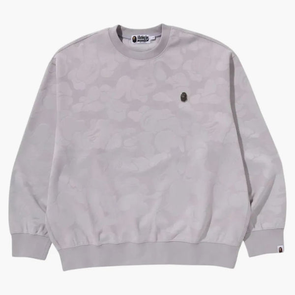 Bape Solid Camo Jacquard One Point Relax Fit Crewneck mikina šedá