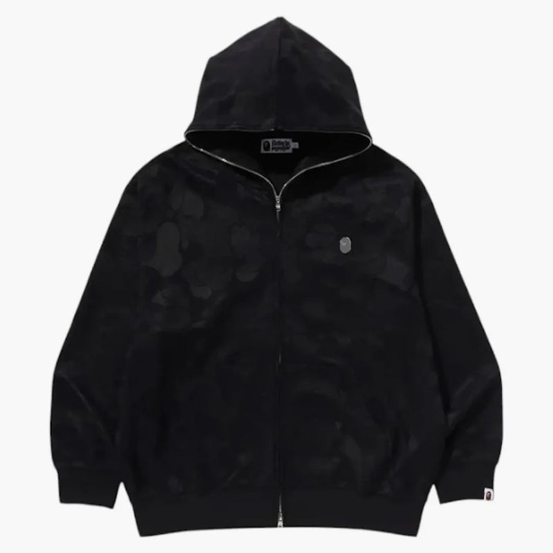 Bape -solid camo jacquard jeden bod uvolněný fit zip mikina černá