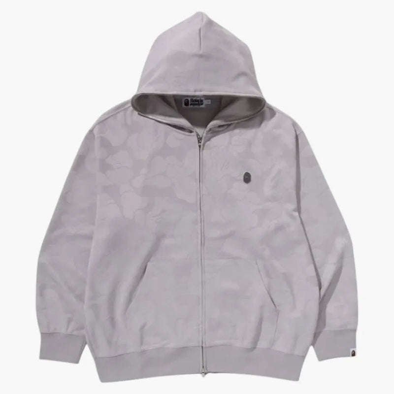 Bape -solid camo jacquard jeden bod uvolněný fit zip mikina šedá