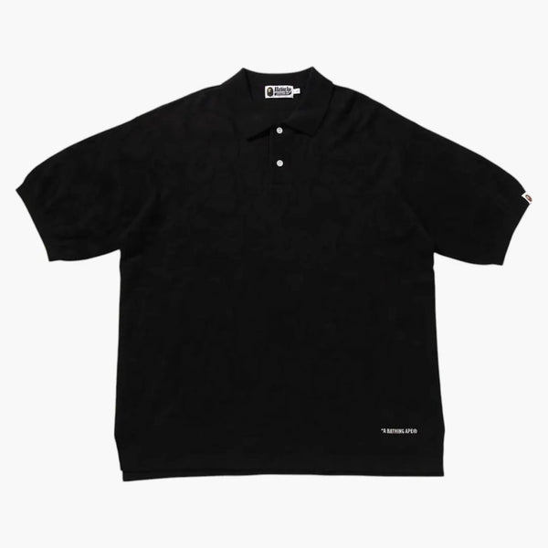 Bape Solid Camo Jacquard Relax Fit Polo Shirt Black