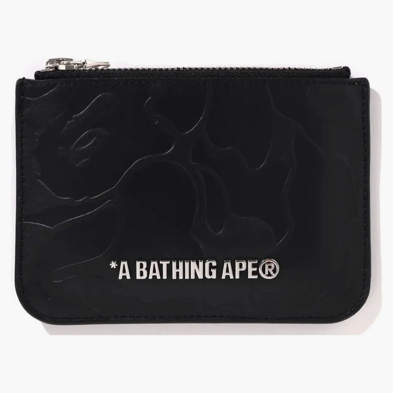 Bape Solid Camo Leather Pouch Wallet Black