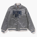 Bape Solid Camo NYC Logo Nylon Versity Jacket Gray