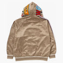 Bape Solid Camo Relaxed Fit Shark Full Zip Hoodie Beige