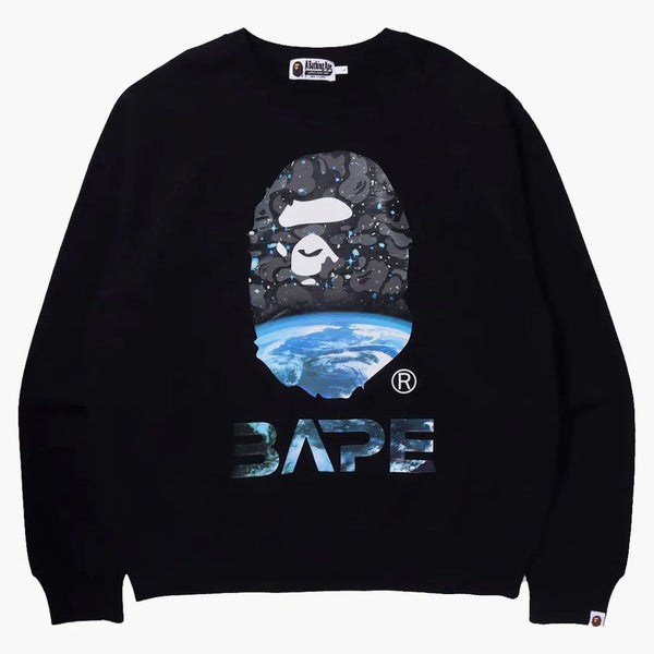 Bape Space Camo Ape Head Loose Fit Crewneck Black