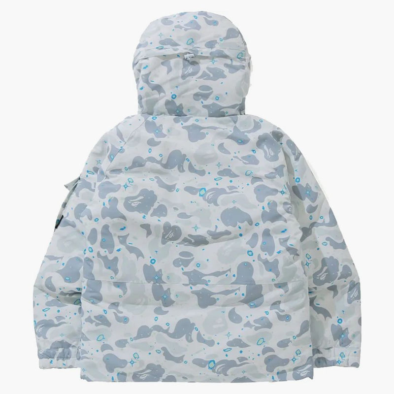 Bape Space Camo Military Loose Fit Hoodie Down Jacket White