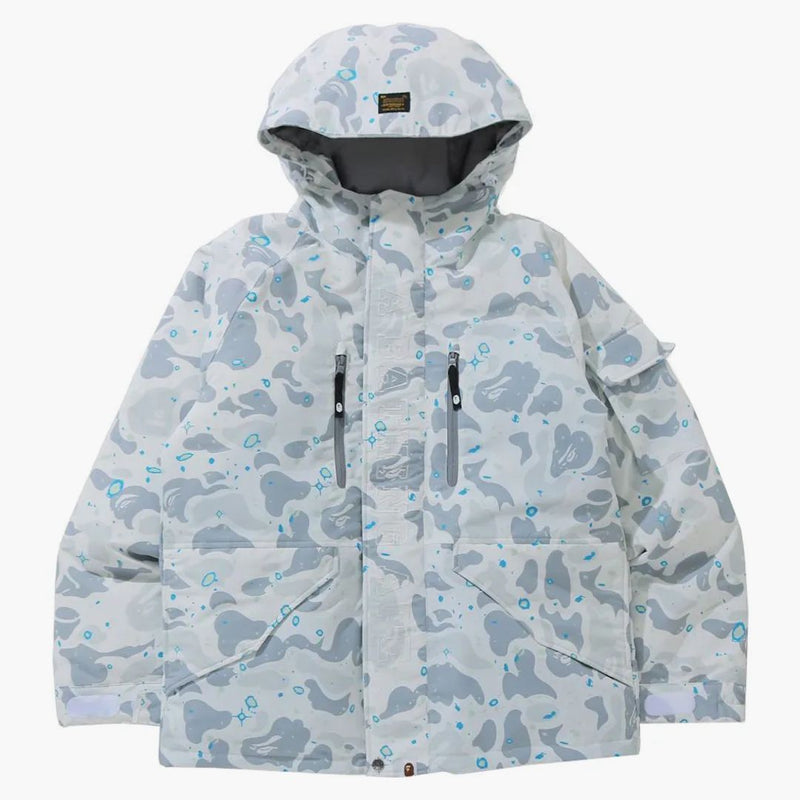Bape Space Camo Military Loose Fit Hoodie Down Jacket White